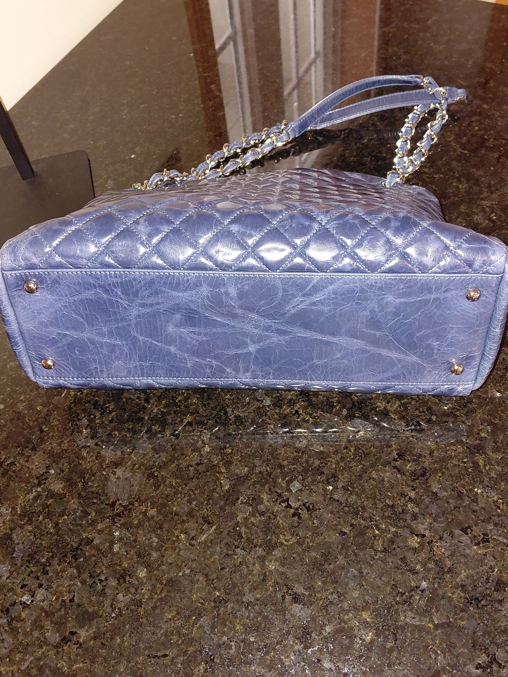 Chanel Navy Glazed Quilted Leather Just Mademoiselle Bowler Satchel Bag VGC! - Picture 4 of 16